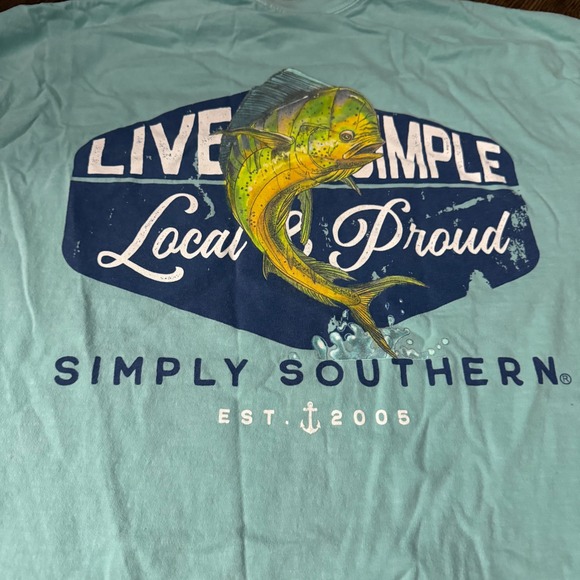 Simply Southern Live Local Proud Mahi Mahi Fish T Shirt XL Turquoise Tee - Picture 3 of 6